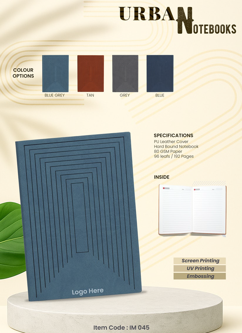 045 PU Leather Hard Bound Notebook – 192 Pages