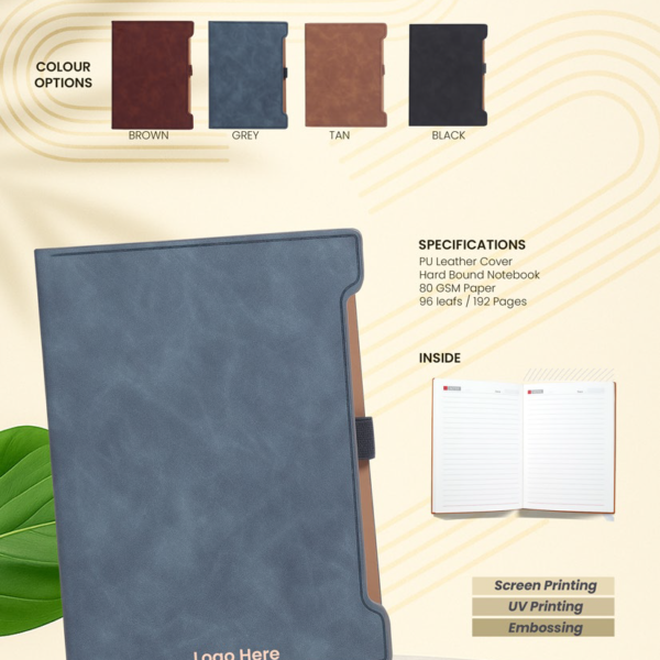 050 PU Leather Hard Bound Notebook – 192 Pages