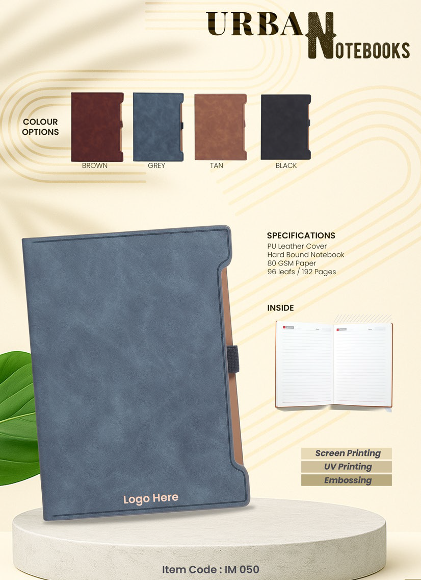 050 PU Leather Hard Bound Notebook – 192 Pages