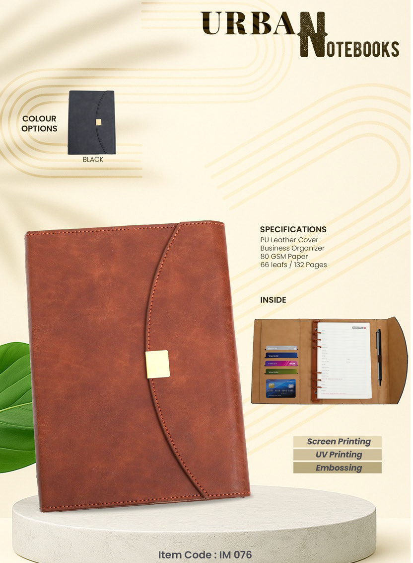 076 PU Leather Business Organizer – 132 Pages