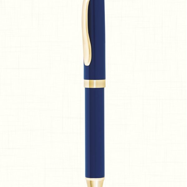 Premium Royal Blue Gold Trim Crystal Top Ball Pen