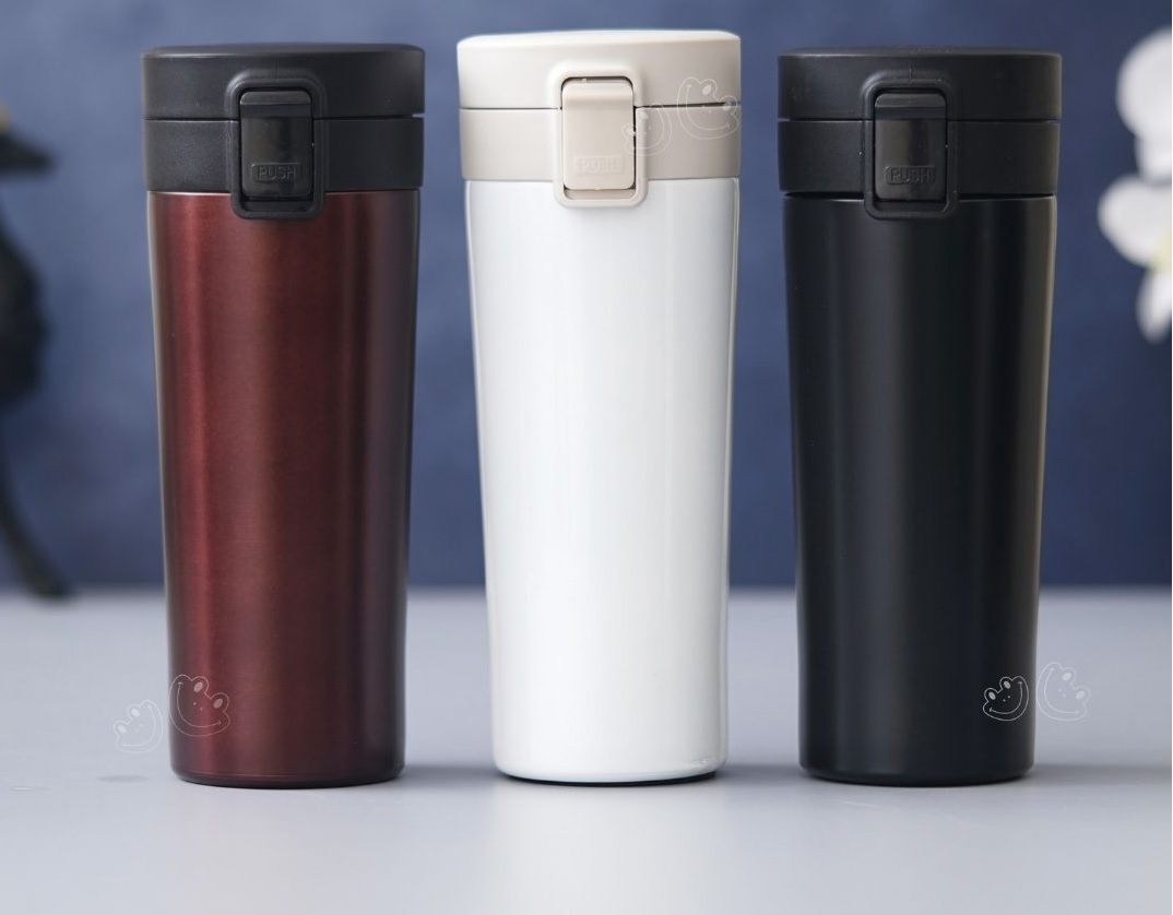 400ml Stainless Steel Travel Mug with Push Button Lid