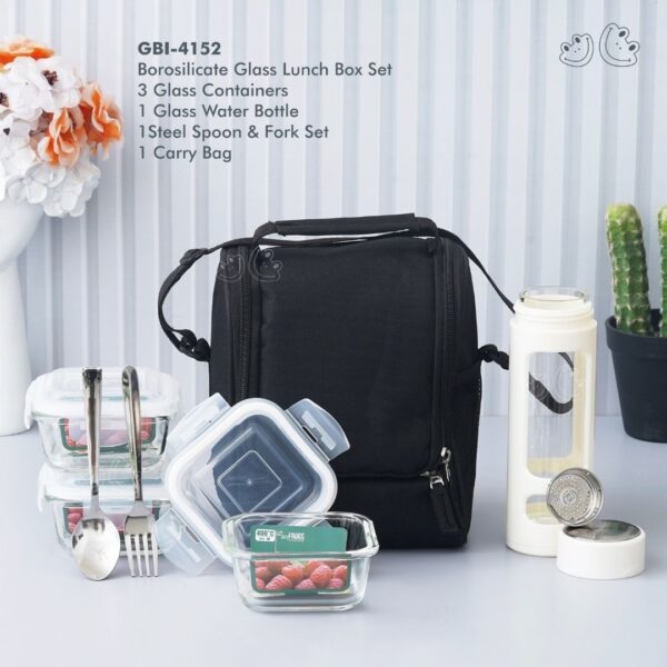 Borosilicate Glass Lunch Box Set with Water Bottle