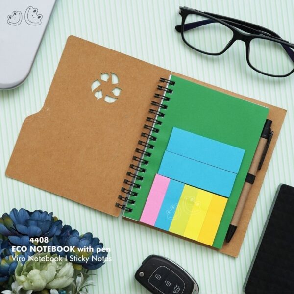 4408 Eco Recycle Notebook with Sticky Notes & Pen