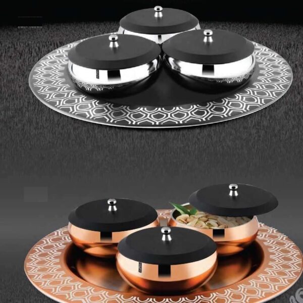 MSS 0951 / MSS 0451 Copper Finish Snack Set with Tray – 7 Pieces