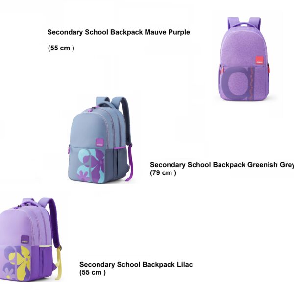 36L Polyester Travel Backpack – Lilac, Mauve Purple & Greenish Grey