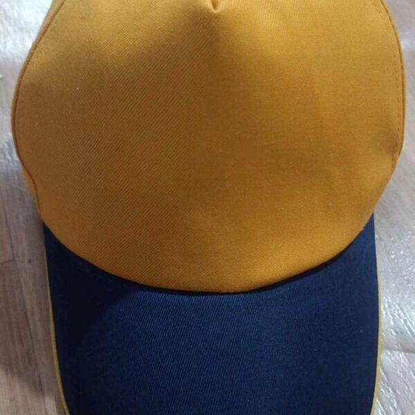 Custom Two-Tone Baseball Cap – Yellow & Navy Blue Promotional Cap